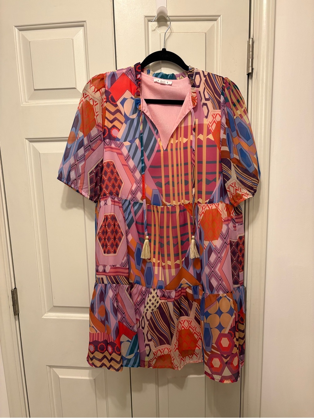 THML Multicolor Geometric Print Short Sleeve Dress